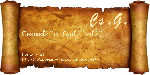 Csomán Győző névjegykártya